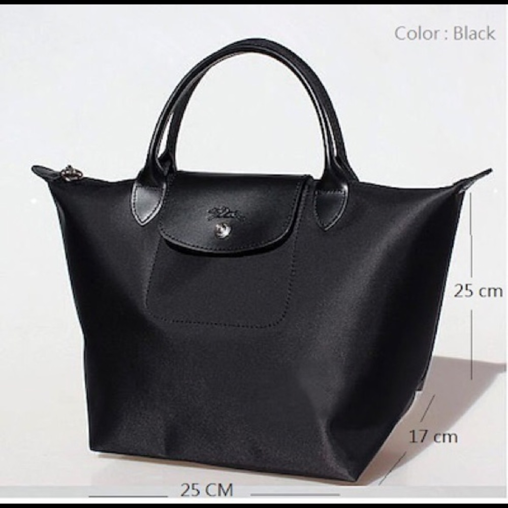 Longchamp Blk Medium Short Handle Les Planetes Bag